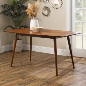 60 x 35 inch Mid-Century Modern Dining Table in Acorn Brown Wood Finish