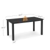 Modern Indoor Outdoor Patio Dining Table in Black Wood-Grain Plastic Material