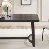 Rectangular 70 x 36-inch Farmhouse Dining Table in Black Wood Finish