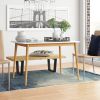 Modern 47 x 29 inch Mid-Century Dining Table in White and Natural Wood Finish