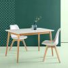 Modern 47 x 29 inch Mid-Century Dining Table in White and Natural Wood Finish