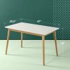 Modern 47 x 29 inch Mid-Century Dining Table in White and Natural Wood Finish