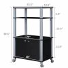 Modern 3-Shelf Kitchen Baker’s Rack Cart on Wheels in Black Wood Finish