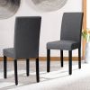 Set of 2 Grey Linen Upholstered Nailhead Dining Chair - 330 lbs. Weight Capacity