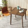 Solid Wood 27.6 inch Square Mid-Century Dining Table in Walnut Brown Finish