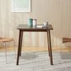 Solid Wood 27.6 inch Square Mid-Century Dining Table in Walnut Brown Finish
