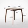 Solid Wood 27.6 inch Square Mid-Century Dining Table in Walnut Brown Finish
