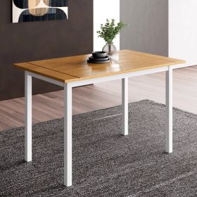 45 x 28 inch Solid Pine Wood Farmhouse Dining Table with White Wooden Legs
