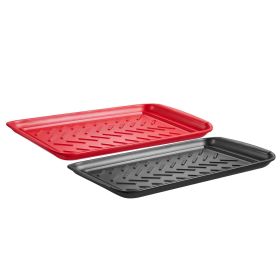 Plastic Serving Trays, 2-Pack Grilling Prep and Serve Trays with Handles , 17x10.35 Inch Anti-Slip Melamine Food Tray, Ideal for BBQ, Kitchen