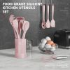 Silicone Cooking Utensils Set - 446°F Heat Resistant Kitchen Utensils, Spatula,Turner Tongs,Spoon,Whisk,Kitchen Utensil Gadgets Tools Set for Nonstick