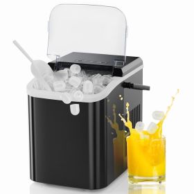 Countertop Ice Maker, 9 Bullet Ice Cubes in 6 Mins, 26lbs/24H, w/ Scoop Basket, Black