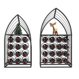 Sailboat Shaped Wine Cabinet Rack, 2 Piece Display Rack, Freestanding Wine Cabinet with Bottle Storage, Spirits and Wine Home Bar, Kitchen, Dining Roo