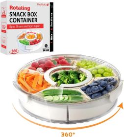 Rotating Snack Box Container - Medium Divided Serving Tray with Lid - Snack Spinner for Kids -Pie Carrier,Mess-Free Snack Container - Veggie Tray with