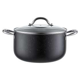Aluminum Stock Pot, 8-Quart Nonstick Ceramic Coated Pot with Glass Lid, PFOA-Free, PFAS-Free, Compatible with Gas Stoves, Induction Cooktops, Electric