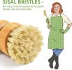 Bamboo Dish Brush Set with Soap Holder, Wooden Dish Scrubber with Soap Dispenser, Natural Kitchen Scrub Brush, Washing Pot/Pans/Cast Iron, 2 Pack, Sis