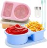 3 Pack Reusable Silicone Snack Containers with Semi-Transparent Lids, Small Leak-Proof 2 Compartment Condiment Container for Sauce, Fruit, Portable Fo