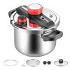 Pressure Cooker, 6.3Qt Pressure Cooker Stainless Steel, Pressures Canner with Steaming Rack, Tempered Glass Lid, Three Pressures Settings for Meat, Be