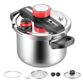 Pressure Cooker, 6.3Qt Pressure Cooker Stainless Steel, Pressures Canner with Steaming Rack, Tempered Glass Lid, Three Pressures Settings for Meat, Be