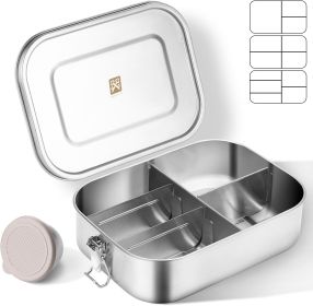 47QZ Stainless Steel Bento Box with 5 Compartments,1400ml Large & Thickened Metal Lunch Box for Kids or Adults,Eco-friendly Leak-Proof Container with