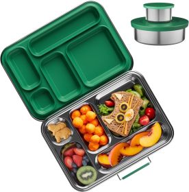 Stainless Steel Bento Box Kids, Kids Metal Bento Lunch Box BPA Free Lunch Box Containers 304 Stainless Steel Bento Box for School and Office(Green)