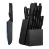 Kitchen Knife Set with Block and Sharpener, 15 Piece German High Carbon Stainless Steel Knife Set, Kitchen Cutlery with PP Ergonomic Handle, Sharpenin