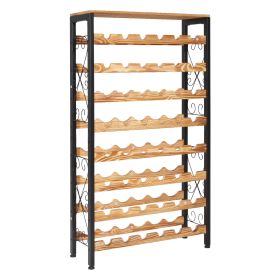 48 Bottle Wine Rack,8-Tier Wine Bottle Holder,Freestanding Floor Display Wine Storage Shelves with Wood Table Top,For Kitchen Pantry, Cellar, Bar, Din