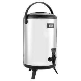 Insulated Beverage Dispenser, 3.2 Gal/12L Stainless Steel Thermal Drink Server with Spigot & Temp Display, Suitable for Hot and Cold Drinks