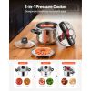 Pressure Cooker, 6.3Qt Pressure Cooker Stainless Steel, Pressures Canner with Steaming Rack, Tempered Glass Lid, Three Pressures Settings for Meat, Be
