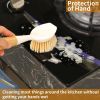 2 Pack Kitchen Dish Brush Bamboo Handle Dish Scrubber Built-in Scraper, Scrub Brush for Pans, Pots, Kitchen Sink Cleaning, Dishwashing and Cleaning Br