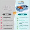 3 Pack Reusable Silicone Snack Containers with Semi-Transparent Lids, Small Leak-Proof 2 Compartment Condiment Container for Sauce, Fruit, Portable Fo