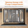 Utensil Organizer for Kitchen Drawers, Expandable Cooking Utensil Tray, Adjustable Cutlery Silverware Flatware Holder, Plastic Spatula Tools Storage D