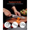 Kitchen Knife Set with Block and Sharpener, 15 Piece German High Carbon Stainless Steel Sharp Knife Set, Kitchen Cutlery with Ergonomic Handle, Sharpe