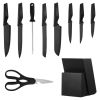 Kitchen Knife Set with Block and Sharpener, 15 Piece German High Carbon Stainless Steel Knife Set, Kitchen Cutlery with PP Ergonomic Handle, Sharpenin