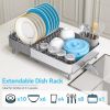Dish Drying Rack, 304 Stainless Steel Dish Drainer with Removable Utensil Holder & Drain Board, Rustproof Space-Saving Dish Rack for Kitchen Counterto
