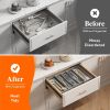Utensil Organizer for Kitchen Drawers, Expandable Cooking Utensil Tray, Adjustable Cutlery Silverware Flatware Holder, Plastic Spatula Tools Storage D
