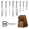 Kitchen Knife Set with Block and Sharpener, 15 Piece German High Carbon Stainless Steel Sharp Knife Set, Kitchen Cutlery with Ergonomic Handle, Sharpe
