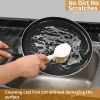 2 Pack Kitchen Dish Brush Bamboo Handle Dish Scrubber Built-in Scraper, Scrub Brush for Pans, Pots, Kitchen Sink Cleaning, Dishwashing and Cleaning Br