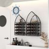 Sailboat Shaped Wine Cabinet Rack, 2 Piece Display Rack, Freestanding Wine Cabinet with Bottle Storage, Spirits and Wine Home Bar, Kitchen, Dining Roo