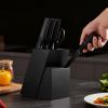 Kitchen Knife Set with Block and Sharpener, 15 Piece German High Carbon Stainless Steel Knife Set, Kitchen Cutlery with PP Ergonomic Handle, Sharpenin