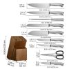 Kitchen Knife Set with Block and Sharpener, 15 Piece German High Carbon Stainless Steel Sharp Knife Set, Kitchen Cutlery with Ergonomic Handle, Sharpe