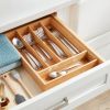 Natural 5 Compartment Flatware Drawer Organizer Brown : Silverware & Utensils Holder, In-Drawer Storage