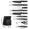Kitchen Knife Set with Block and Sharpener, 15 Piece German High Carbon Stainless Steel Knife Set, Kitchen Cutlery with PP Ergonomic Handle, Sharpenin