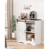 Coffee Bar Cabinet, 31.5 x 13.8 x 31.5 in Farmhouse Coffee Bar Cabinet with 3-Tier Storage, Coffee Bar Table with Barn Door