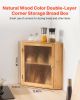 Corner Bread Box for Kitchen Counter, Double Layer Large Capacity Bamboo Bread Storage Container, Farmhouse Wooden Breadbox for Homemade Bread, Storag