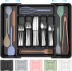 Extra Large Expandable Silverware Organizer, BPA-Free Food-Safe Cutlery Flatware Organizer, Kitchen Utensil Drawer Organizer, Adjustable Silverware Ho
