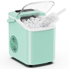 Desktop ice maker, with movable handle, can produce 9 ice balls in 6 to 8 minutes, equipped with a basket and a spoon (Color: green)