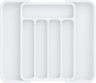 Silverware Organizer - Expandable Kitchen Drawer Organizer, Adjustable Utensil Organizer, Cutlery Tray for Forks, Knives, Multipurpose Kitchen Organiz (Color: White)