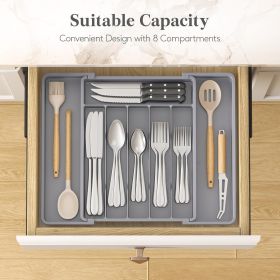 Silverware Drawer Organizer, Expandable Utensil Tray for Kitchen, BPA Free Flatware and Cutlery Holder, Adjustable Plastic Storage for Spoons Forks Kn (Material: Plastic)