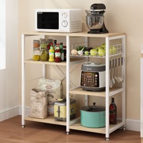 3-Tier Kitchen Baker's Rack Utility Microwave Oven Stand Storage Cart Workstation Shelf White Oak (Color: White Oak)