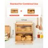 Bread Box for Kitchen Counter, Large Capacity Bamboo Bread Storage Container, Farmhouse Wooden Breadbox Organizer for Homemade Bread, Storage Holder B